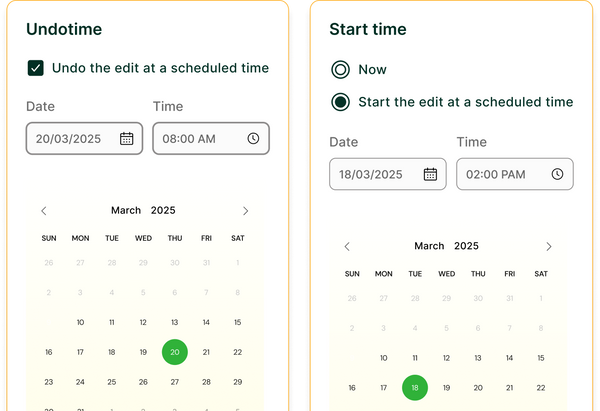 Schedule pricing changes