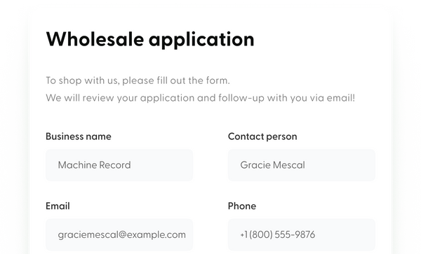 Wholesale Signup Form